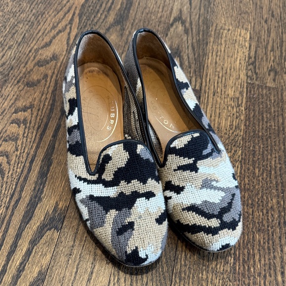 Stubbs & Wootton Shoes - Stubs & Wootton Camo grey and tan Needlepoint Slipper neutral with black